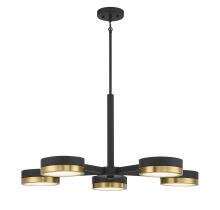  1-1635-5-143 - Ashor 5-Light LED Chandelier in Matte Black with Warm Brass Accents