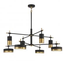  1-1637-8-143 - Ashor 8-Light LED Chandelier in Matte Black with Warm Brass Accents