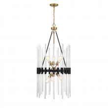  3-1936-6-143 - Santiago 6-Light Pendant in Matte Black with Warm Brass Accents