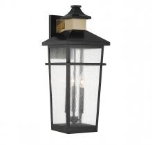  5-715-143 - Kingsley 3-Light Outdoor Wall Lantern in Matte Black with Warm Brass Accents