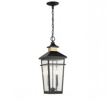  5-717-143 - Kingsley 2-Light Outdoor Hanging Lantern in Matte Black with Warm Brass Accents