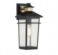 5-719-143 - Kingsley 1-Light Outdoor Wall Lantern in Matte Black with Warm Brass Accents