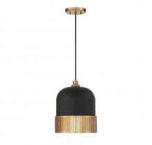  7-1810-1-143 - Eclipse 1-Light Pendant in Matte Black with Warm Brass Accents