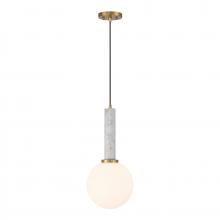  7-2902-1-264 - Callaway 1-Light Pendant in White Marble with Warm Brass