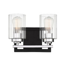  8-2154-2-67 - Redmond 2-Light Bathroom Vanity Light in Matte Black with Polished Chrome Accents