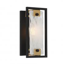  9-1697-1-143 - Hayward 1-Light Wall Sconce in Matte Black with Warm Brass Accents