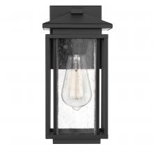  E10017-001 - Breckenridge 11 In 1-Light Matte Black Outdoor Wall Sconce With Seeded Glass