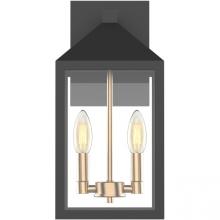  E10050-017 - Tybee 2-light Gold CAndelabra Outdoors 15" Wall Scone Lamp Matte Black Finish