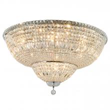  W33010C36 - Empire 16-Light Chrome Finish and Clear Crystal Flush Mount Ceiling Light 36 in. Dia x 20 in. H Roun