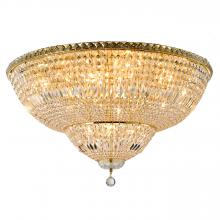  W33010G36 - Empire 16-Light Gold Finish and Clear Crystal Flush Mount Ceiling Light 36 in. Dia x 20 in. H Round