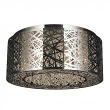  W33143C20 - Aramis 9-Light Chrome Finish drum Shade with Clear Crystal Flush Mount Ceiling Light 20 in. Dia x 8