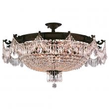 W33354F36 - Winchester Collection 12 Light Flemish Brass Finish and Clear Crystal Semi Flush Mount Ceiling Light