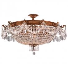  W33354FG36-CL - Winchester 12-Light French Gold Finish and Clear Crystal Semi Flush Mount Ceiling Light 36 in. Dia x