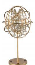  W53190MG18-GT - Armillary 18 in. Dia x 33 in. H  Matte Gold Finish with Golden Teak Crystal Foucault's Orb Table