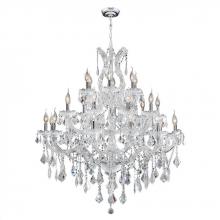  W83003C38 - Maria Theresa 28-Light Chrome Finish and Clear Crystal Chandelier 38 in. Dia x 42 in. H Three 3 Tier