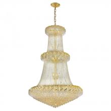  W83036G42 - Empire 32-Light Gold Finish and Clear Crystal Chandelier 42 in. Dia x 66 in. H Round Large