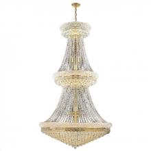  W83038G42 - Empire 38-Light Gold Finish and Clear Crystal Chandelier 42 in. Dia x 72 in. H Two 2 Tier Round Larg