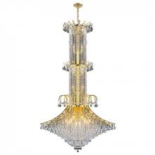  W83050G44 - Empire 20 Light Gold Finish and Clear Crystal Chandelier 44 in. Dia x 72 in. H Extra Large