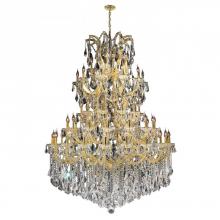  W83068G54 - Maria Theresa 61-Light Gold Finish and Clear Crystal Chandelier 54 in. Dia x 62 in. H Four 4 Tier Ro