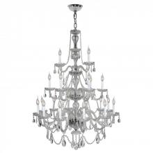  W83099C38-CL - Provence 21-Light Chrome Finish and Clear Crystal Chandelier 38 in. Dia x 54 in. H Three 3 Tier Larg