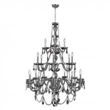  W83099C38-SM - Provence 21-Light Chrome Finish and Smoke Crystal Chandelier 38 in. Dia x 54 in. H Three 3 Tier Larg