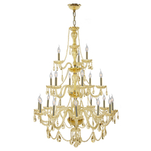 W83099G38-GT - Provence Collection 21 Light Gold Finish and Golden Teak Crystal Chandelier 38" D x 54" H Th