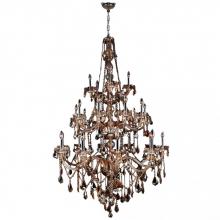  W83108C43-AM - Provence 25-Light Chrome Finish and Amber Crystal Chandelier 43 in. Dia x 68 in. H Three 3 Tier Extr