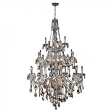  W83108C43-GT - Provence 25-Light Chrome Finish and Golden Teak Crystal Chandelier  43 in. Dia x 68 in. H Three 3 Ti