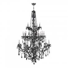  W83108C43-SM - Provence 25-Light Chrome Finish and Smoke Crystal Chandelier  43 in. Dia x 68 in. H Three 3 Tier Ext