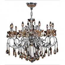  W83109C36-AM - Kronos Collection 10 Light Chrome Finish and Amber Crystal Chandelier 36" D x 28" H Large
