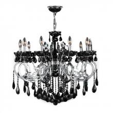  W83109C36-BL - Kronos Collection 10 Light Chrome Finish and Black Crystal Chandelier 36" D x 28" H Large