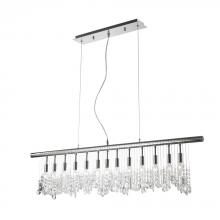  W83110C48 - Nadia 13-Light Chrome Finish and Clear Crystal Linear Pendant and Bar Chandelier 48 in. L x 10 in. H