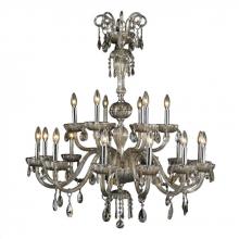  W83178C36-GT - Carnivale 18-Light Chrome Finish and Golden Teak Crystal Chandelier Two 2 Tier 36 in. Dia x 39 in. H