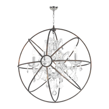  W83190C24-CL - Armillary 4-Light dark Bronze Finish and Clear Crystal Foucault's Orb Chandelier 24 in. Dia Larg