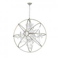  W83190MN24-CL - Armillary 4-Light Matte Nickel Finish and Clear Crystal Foucault's Orb Chandelier 24 in. Dia Lar