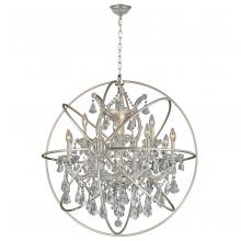  W83191MN33-CL - Armillary 13-Light Matte Nickel Finish and Clear Crystal Foucault's Orb Chandelier 33 in. Dia x 