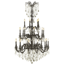  W83311F38-CL - Windsor 25-Light dark Bronze Finish and Clear Crystal Chandelier 38 in. Dia x 62 in. H Three 3 Tier 