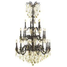  W83311F38-GT - Windsor 25-Light dark Bronze Finish and Golden Teak Crystal Chandelier 38 in. Dia x 62 in. H Three 3