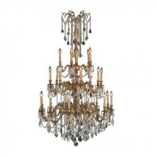  W83311FG38-CL - Windsor 25-Light French Gold Finish and Clear Crystal Chandelier 38 in. Dia x 62 in. H Three 3 Tier