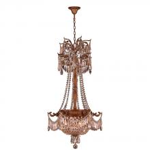 Worldwide Lighting Corp W83355FG20-GT - Winchester 3-Light French Gold Finish and Golden Teak Crystal Chandelier 20 in. Dia x 34 in. H Mediu