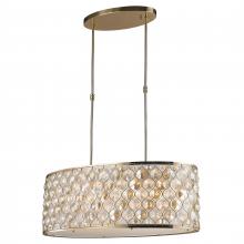  W83415CG32-CM - Paris 12-Light Champagne Gold Finish with Clear and Golden Teak Crystal Pendant Light 32 in. L x 16 