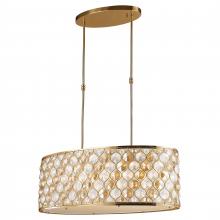  W83415MG32-CM - Paris 12-Light Matte Gold Finish with Clear and Golden Teak Crystal Pendant Light 32 in. L x 16 in. 