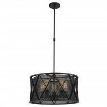  W83420MB20 - Nautilus 5-Light Matte Black Finish Mesh drum Shade Pendant Light 20 in. x 10 in. H Medium