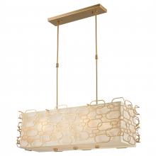  W83441MG36 - Montauk 12-Light Matte Gold Finish Kitchen Island Pendant Light with Ivory Linen Rectangular Shade 3