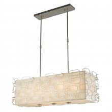  W83441MN36 - Montauk 12-Light Matte Nickel Finish Kitchen Island Pendant Light with Ivory Linen Rectangular Shade