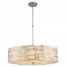  W83445MN31 - Montauk 12-Light Matte Nickel Finish Pendant Light with Ivory Linen drum Shade 31 in. Dia x 9 in. H