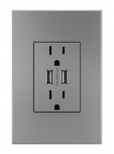  ARTRUSB153M4WP - adorne? Dual-USB Outlet with Magnesium Wall Plate, Magnesium