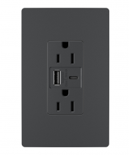  R26USBAC6G - radiant? 15A Tamper-Resistant Ultra-Fast USB Type A/C Outlet, Graphite