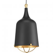  P500098-031 - Era Collection One-Light Matte Black and Gold Global Pendant Light