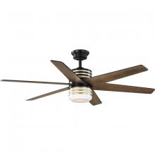  P250074-31M-30 - Carrollwood Collection 56-Inch Six-Blade Matte Black/Chestnut LED DC Motor Contemporary Ceiling Fan